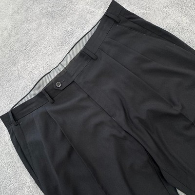 Lauren Ralph Lauren Pants Mens 38x29 Black Dress Pleated Cuffed Polyester Rayon