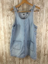 VTG American Eagle Light Wash Sleeveless Jumper Dress Size M Front Pockets