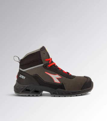 Utility Diadora Shoe Shark Stab Imp Leat Mid S3 Src Esd Black Red Fluo