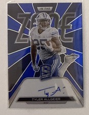 2022 Panini Chronicles Draft Spectra in the Zone Auto Tyler Allgeier Blue /49