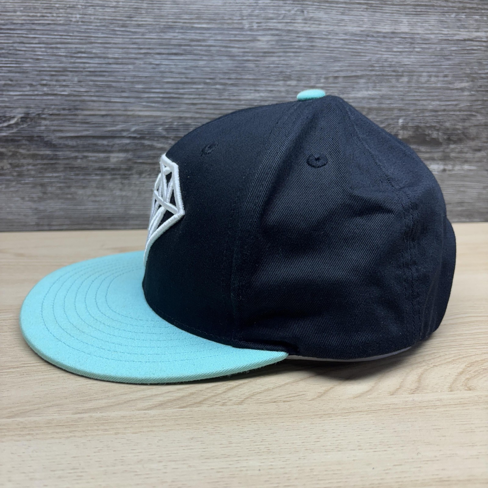 Carbon Elements Hat Cap Snap Back Black Teal Diam… - image 4
