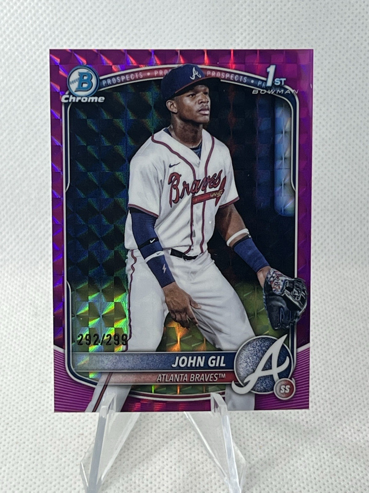John Gil - 2025 Bowman Chrome #BCP-172 Fuchsia Geometric /299 1st Bowman