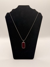 Sterling Silver Red Stone Pendant Necklace Carnelian Oval Cabochon Snake Chain