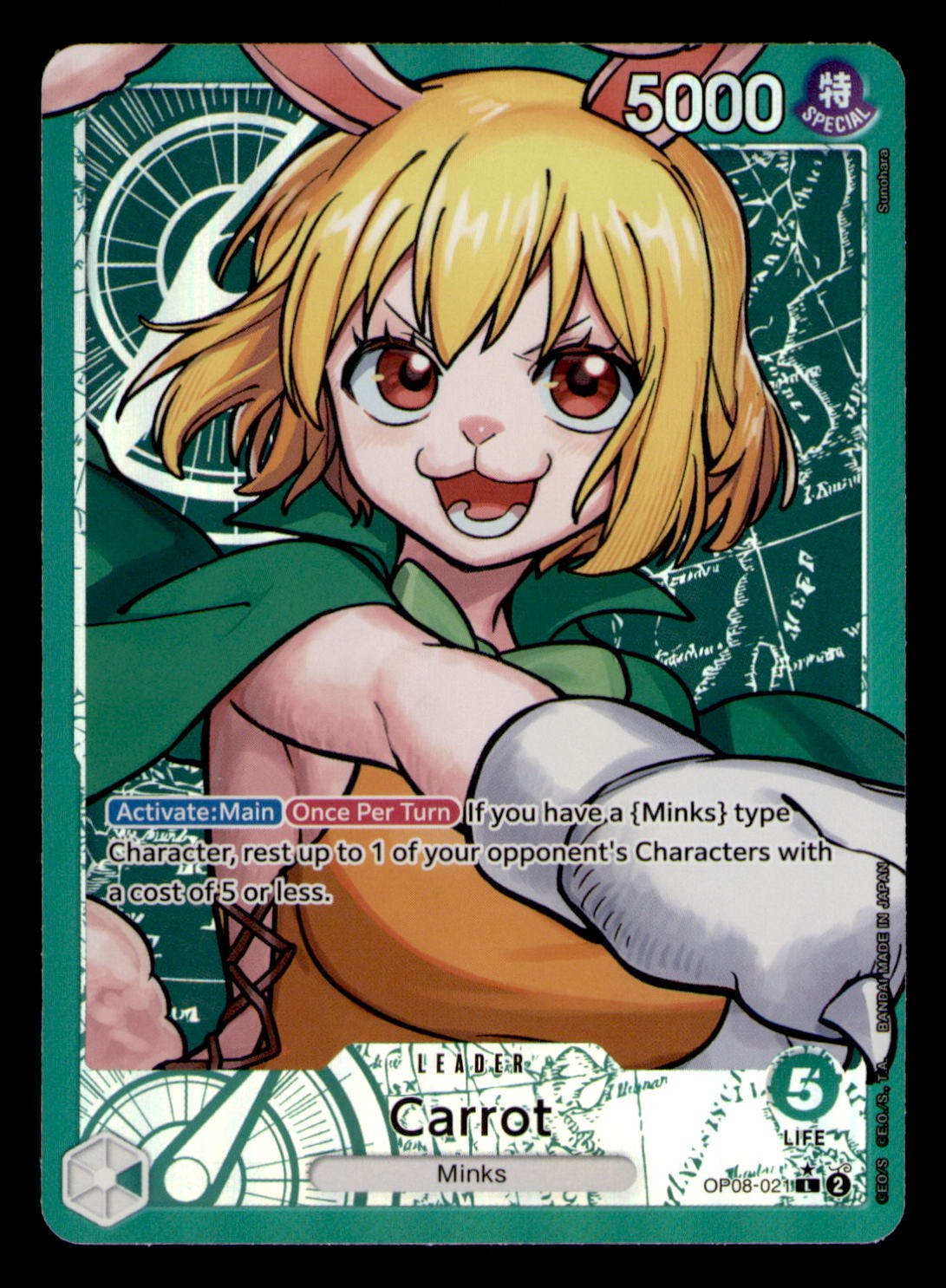 Carrot (021) (Parallel) OP08-021 Leader Two Legends One Piece Foil Near Mint