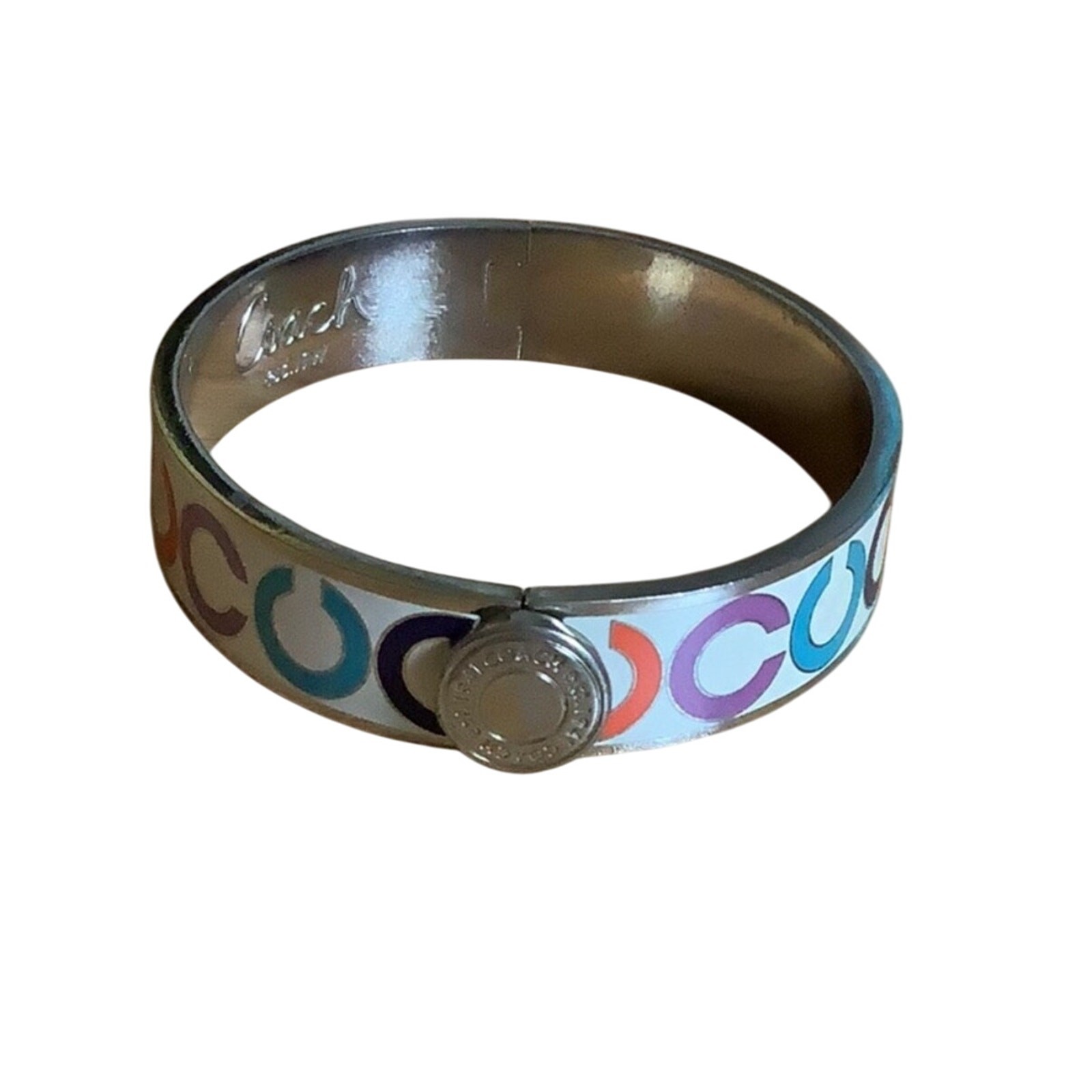 Coach Hinged Bangle Bracelet with Multicolor Sign… - image 1
