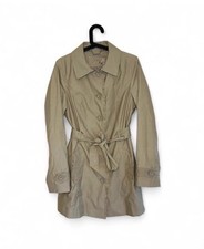 Rocha by John Rocha Trench Coat Size 14 Beige Frill Detail Tie Waist Collared