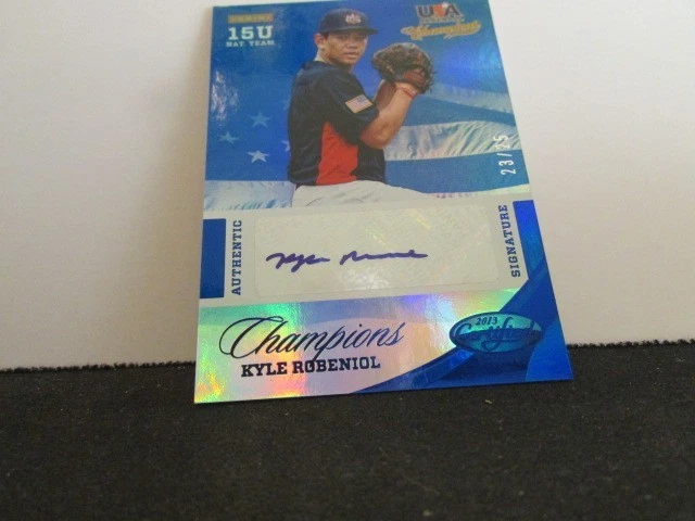 2013 Panini USA Baseball Champions Kyle Robeniol Auto Mirror Blue /25 #58 - Image 3 of 4