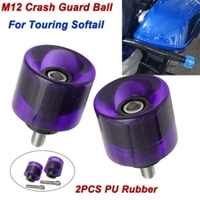 2X Crash Bar End Wheels Purple Engine Guard M12 Ball For Harley Softail Touring