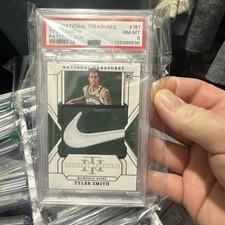 2024-25 Panini National Treasures Black /3 Tyler Smith Patch Rookie #161 PSA 8