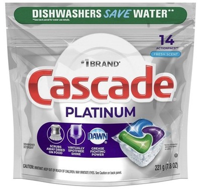Cascade Platinum ActionPacs Dishwasher Detergents - Fresh Scent - 14ct