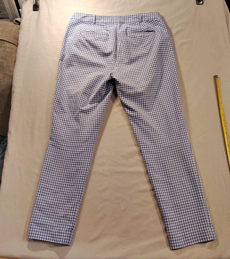 Michael Kors MK Women's Size 10 Pants Blue Gingham White Check Pull On Ankle thumbnail 2