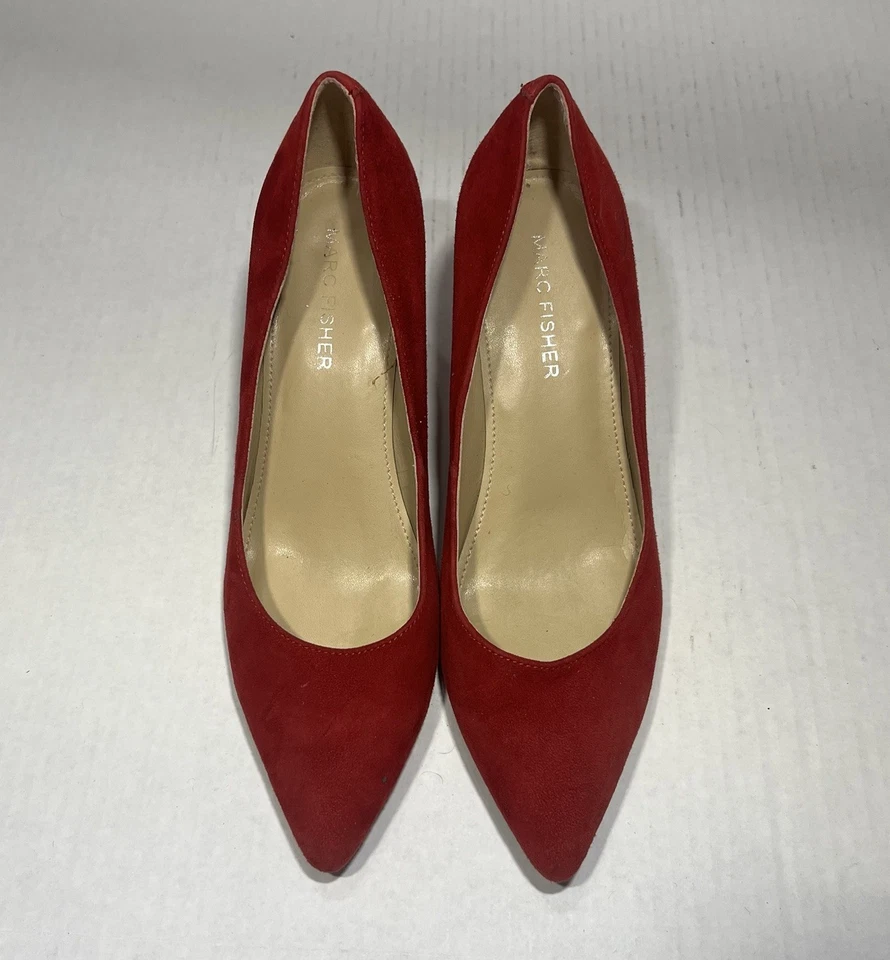 Zapatos de salón de vestir Marc Fisher para mujer 6 M rojo gamuza tacón ancho Foto 2 de 4