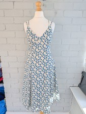 Crombie blue and white summer floral cotton tea dress size 10