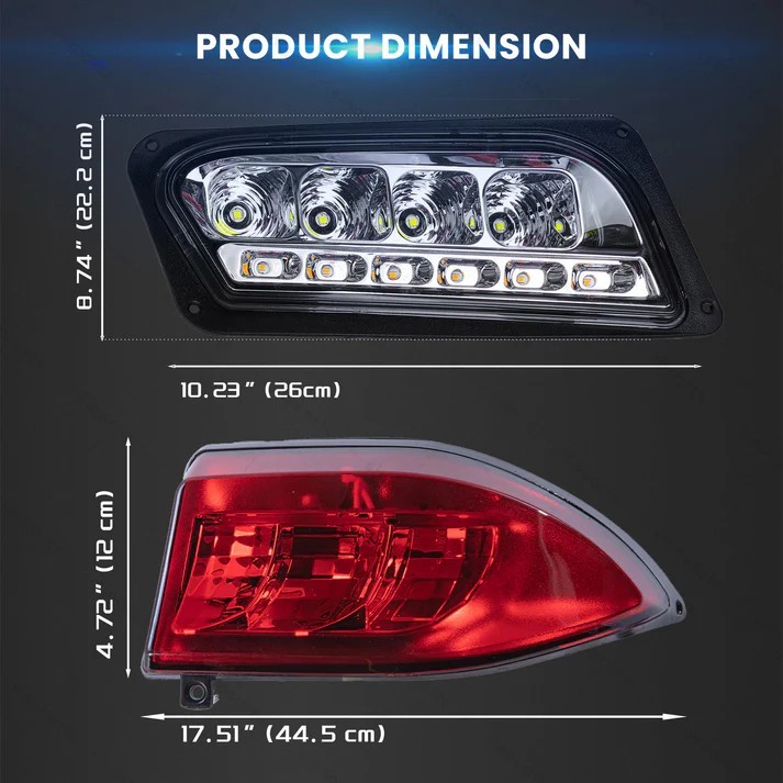 LED Deluxe Light Kit 12-48V Fits Club Car Tempo Golf Cart Lighting