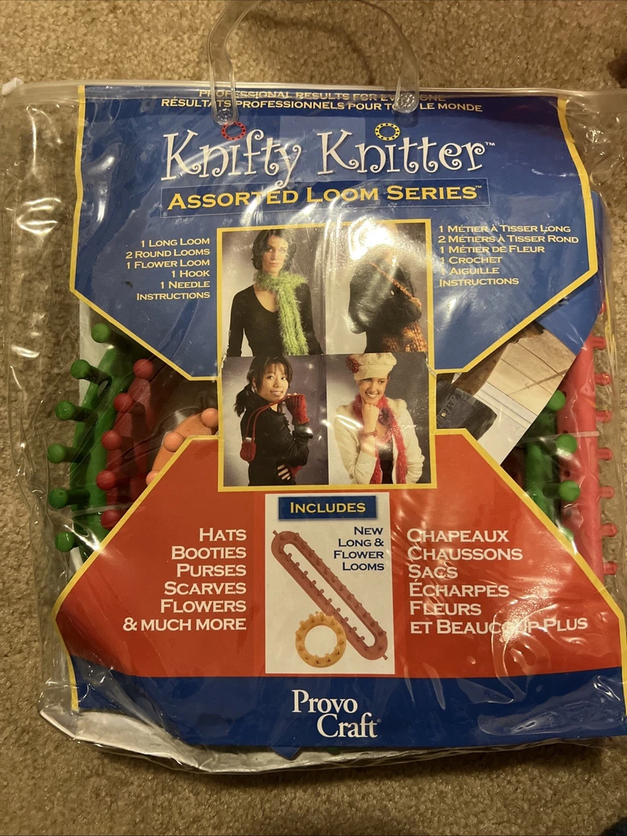 Lot De 4 Métiers à Tisser Ronds Knifty Knitter + Crochet, Aiguille, Instructions - Occasion