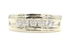 Men's Channel-Set 0.60 Ctw Round Diamond 10KT Yellow Gold Wedding Band Ring 3.4g