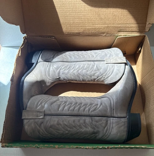 Vintage Sears Cowboy Boots Grey Leather Size 8 1/2D 12 In With Box