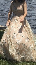 SAY YES TO THE PROM Juniors Embroidered Floral Gown Evening Dress Sz 3 Stunning