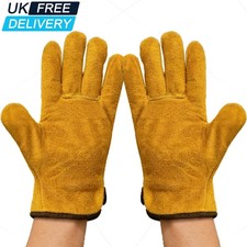 Heavy Duty Welding Gloves Leather Stove Burner Oven Fire Heat Resistant Mittens