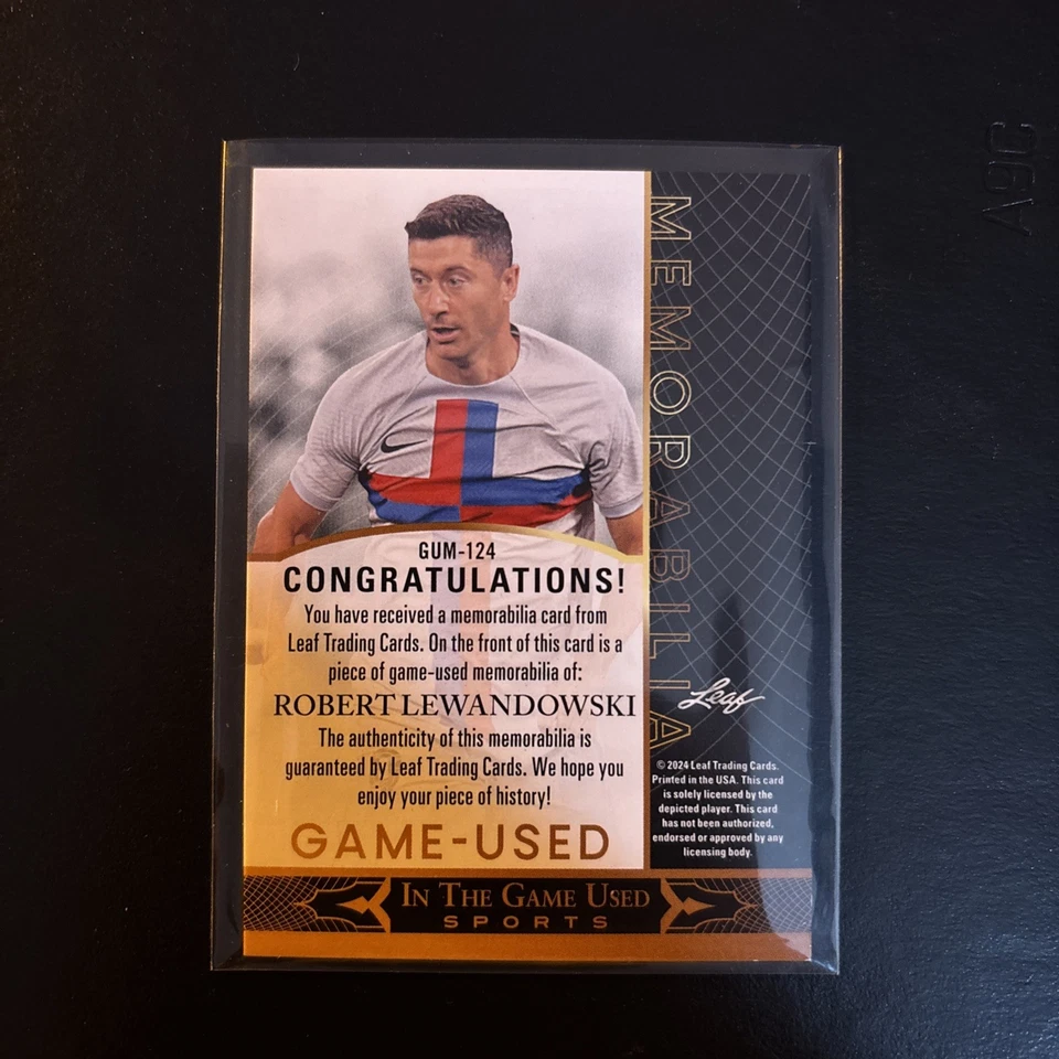 2024 Leaf In The Game Used Memorabilia Silver Robert Lewandowski Jersey - Image 2 of 2