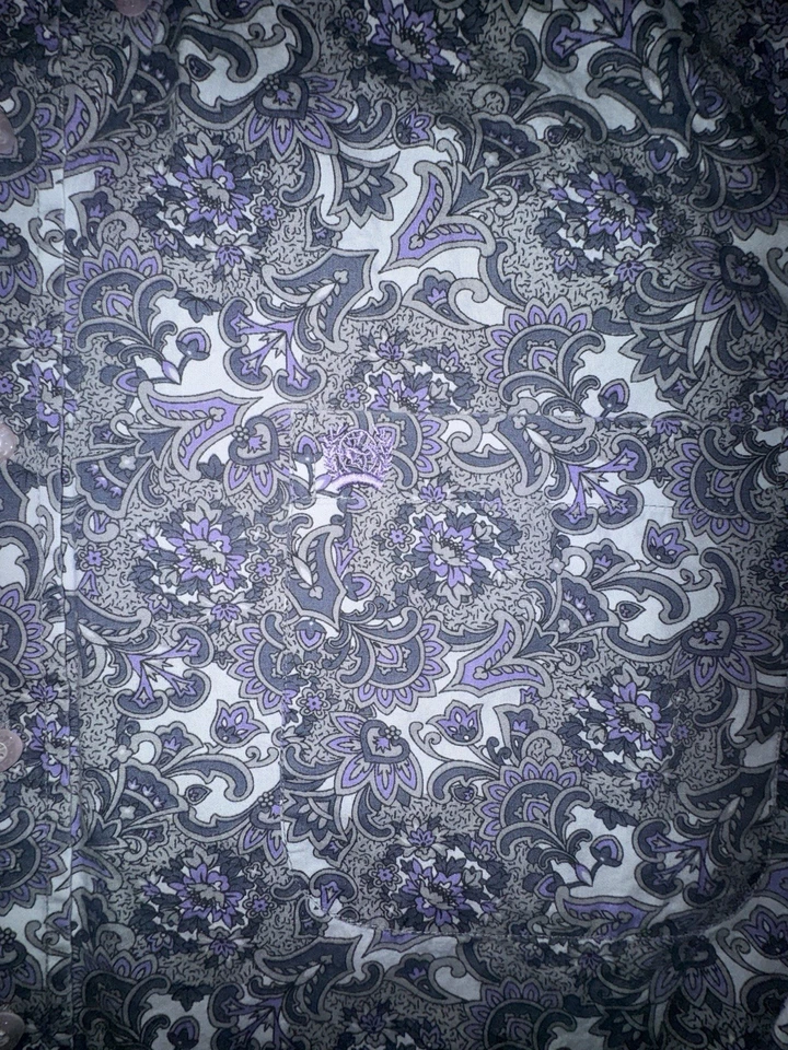 Camisa Cinch Abotonada Para Hombre 2XL Abstracta Floral Púrpura Gris Western Wear Foto 3 de 4