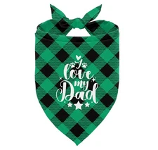 Dog Bandana I Love My Dad Buffalo Plaid Pet Scarf Triangle Bib B33