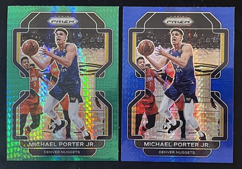 2021-22 Panini Prizm Michael Porter Jr. Blue & Green Hyper Prizm Lot SP #164 - Picture 1 of 2