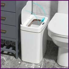 White Touchless 15L Smart Sensor Trash Can Electronic Bathroom Garbage Bin