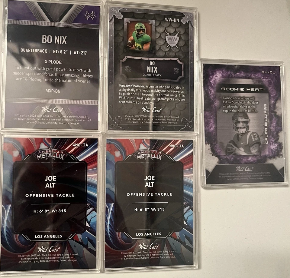 Wild Card Oregon + Caleb Williams Rookie Combo All Numbered. Bo Nix, Joe Alt - Image 2 of 2