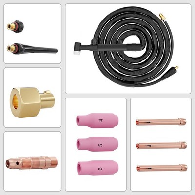 TIG Welding Torch WP-17V with Connector/ 13-FT Gas Hose for MIG135 ARC200 ARC140
