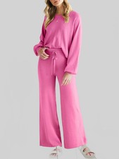 Long Sleeve Lounge Top and Drawstring Pants Set