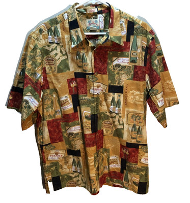 Reyn Spooner Chardonnay Wines Chenin Blanc Chablis Vintage Men Hawaiian Shirt L