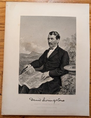 David Livingstone Engraving 8x10.75 Print 1872 Johson Fry & Co. Explorer