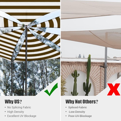 3 piedi 97% blocco UV triangolo parasole vela baldacchino decorazione patio esterno caffè + bianco - Foto 5 di 12