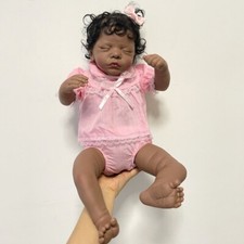 Muñeca bebé renacida pintada de 19 pulgadas Romy terminada recién nacida niña negra piel oscura regalo