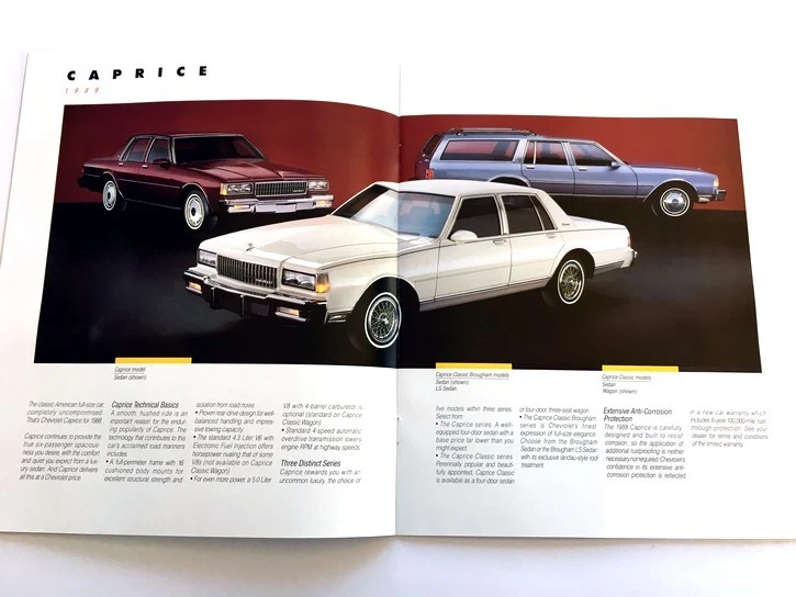 1988 Chevrolet Caprice 20-page Sales Brochure Catalog - Chevy Classic Brougham Foto 2 de 4