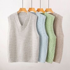 Femme Tricot JK Gilet Chenille Gilet Faux Mohair Gilet Débardeur Pull Col V