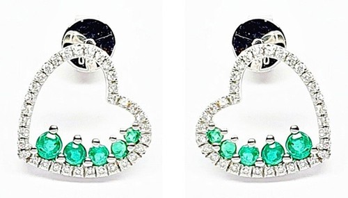 Boucles D’oreilles Diamants Et émeraudes – Or 18 Carats – 2,05 Ct Total – Style Dangle – Neuf Avec étiquettes