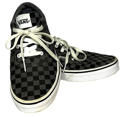 Vans Youth 5.5 Black & Gray Checkerboard Lace-Up Skate Shoes - Picture 3 of 7