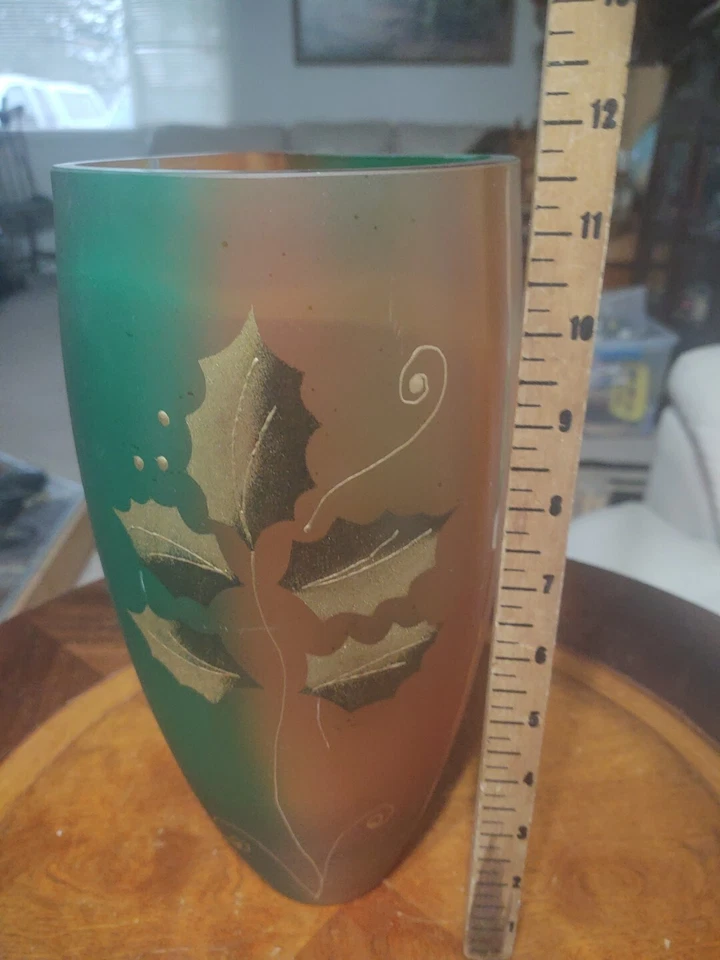 Womar Glass Hand Painted Art Vase 12" Poland - Image 2 of 4