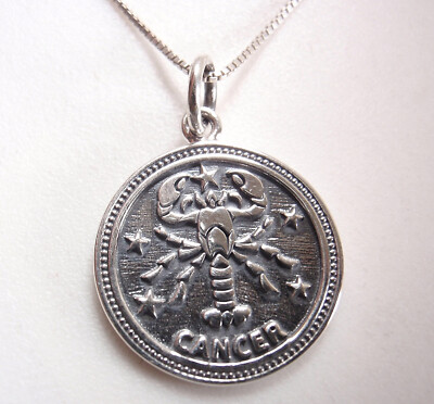 Cancer Zodiac Sign of the Crab 925 Sterling Silver Pendant Astrology