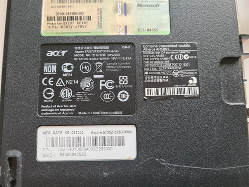 acer aspire 7535z laptop bottom cover case base / boitier carcasse coque - Photo 2/5