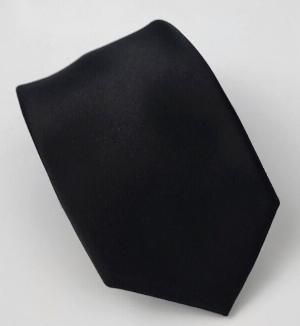 J. Ferrar Polyester Tie Black Solid Men Necktie S… - image 1