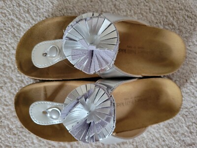 Garnet Hill Girls Sandals, Size 34, Silver