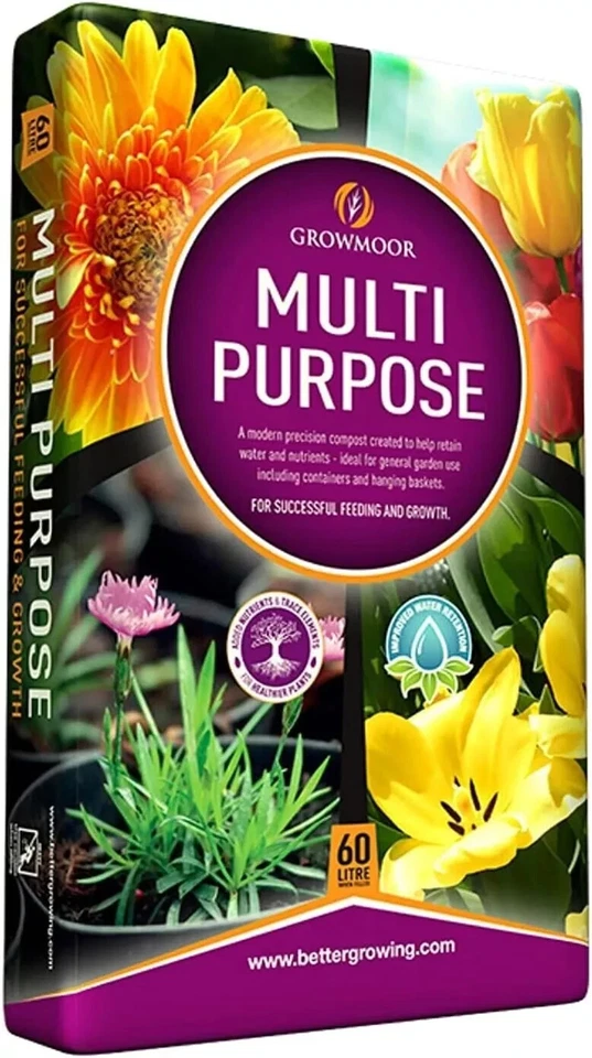 Growmoor 60 Litre Multi All Purpose Compost 60L Bag Containers Basket Garden