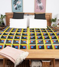 Log Cabin FINISHED QUILT - Queen size, patchwork sparkling diamond pattern