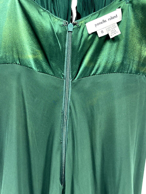 slim fit dress slacks Pamella Roland Breaded Emerald Evening Gown