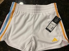 NWT Girls Adidas 3-Stripes Mesh Shorts White, Medium - Athletic Shorts,M 10/12 