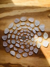 Lot of 68 GORGEOUS WHITE CLEAR Surf-Tumbled Genuine SEA Beach Glass TINY-LG