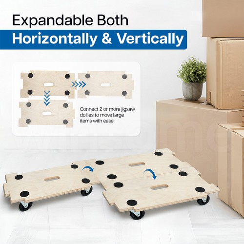 300kg x 4kg Wheeled Platform Jigsaw Roller Dolly Trolley for Furniture Transport - Picture 3 of 10